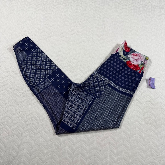 Johnny Was Pants - Johnny Was Active Patchwork Floral Leggings XS Blue Activewear NWOT